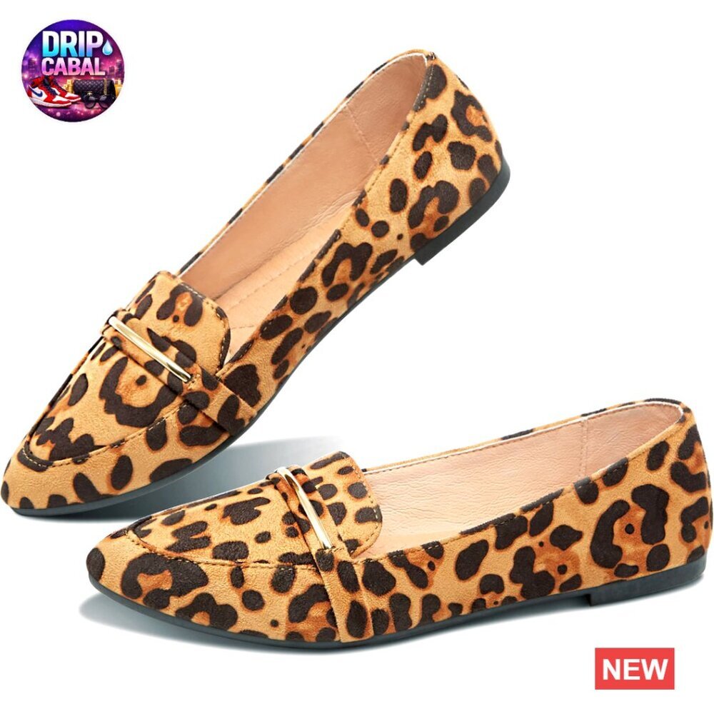Faux Suede Pointy Toe Loafer Flats Slip On Work Shoes